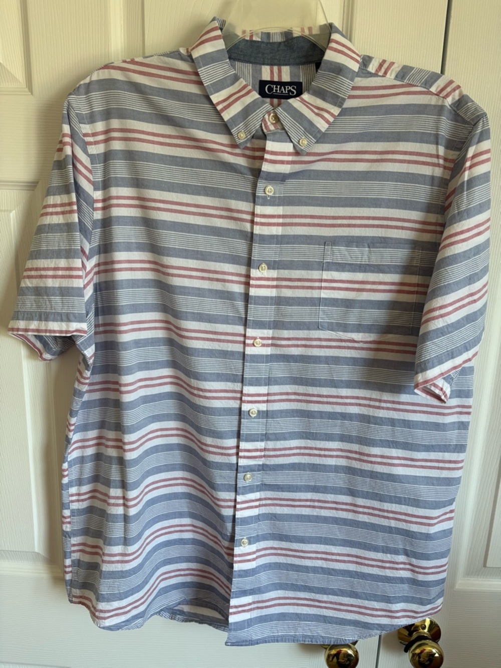 Chaps Men’s L Short Sleeve Button Down Shirts Green Plaid Blue Stripe (XXL) - Picture 4 of 10